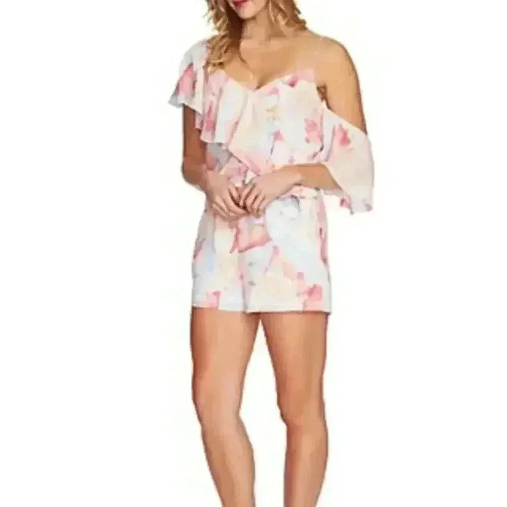 1. State One Shoulder Ruffle Romper‎ Size Small